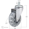 image:imageRichelieu Hardware 27583020502 Contemporary Furniture Swivel Caster with Brake 21516 in 75 mm Wheel Diameter Light GraySwivel Caster
