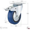 image:imageRichelieu3 1516in Industrial Elastic Rubber Swivel Plate Caster 132 lbSwivel Casters with DoubleLock Brake